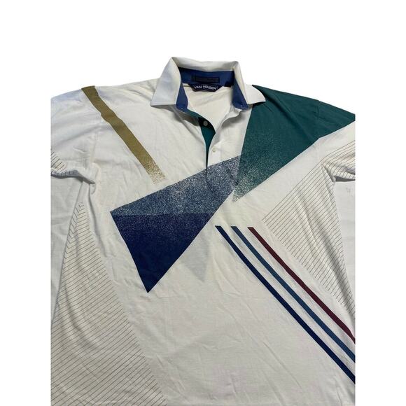 Vintage van heusen men Golf Shirt White Blue Green Polo Players  Sz Medium - Picture 3 of 8
